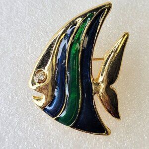 Blue Green Fish Brooch